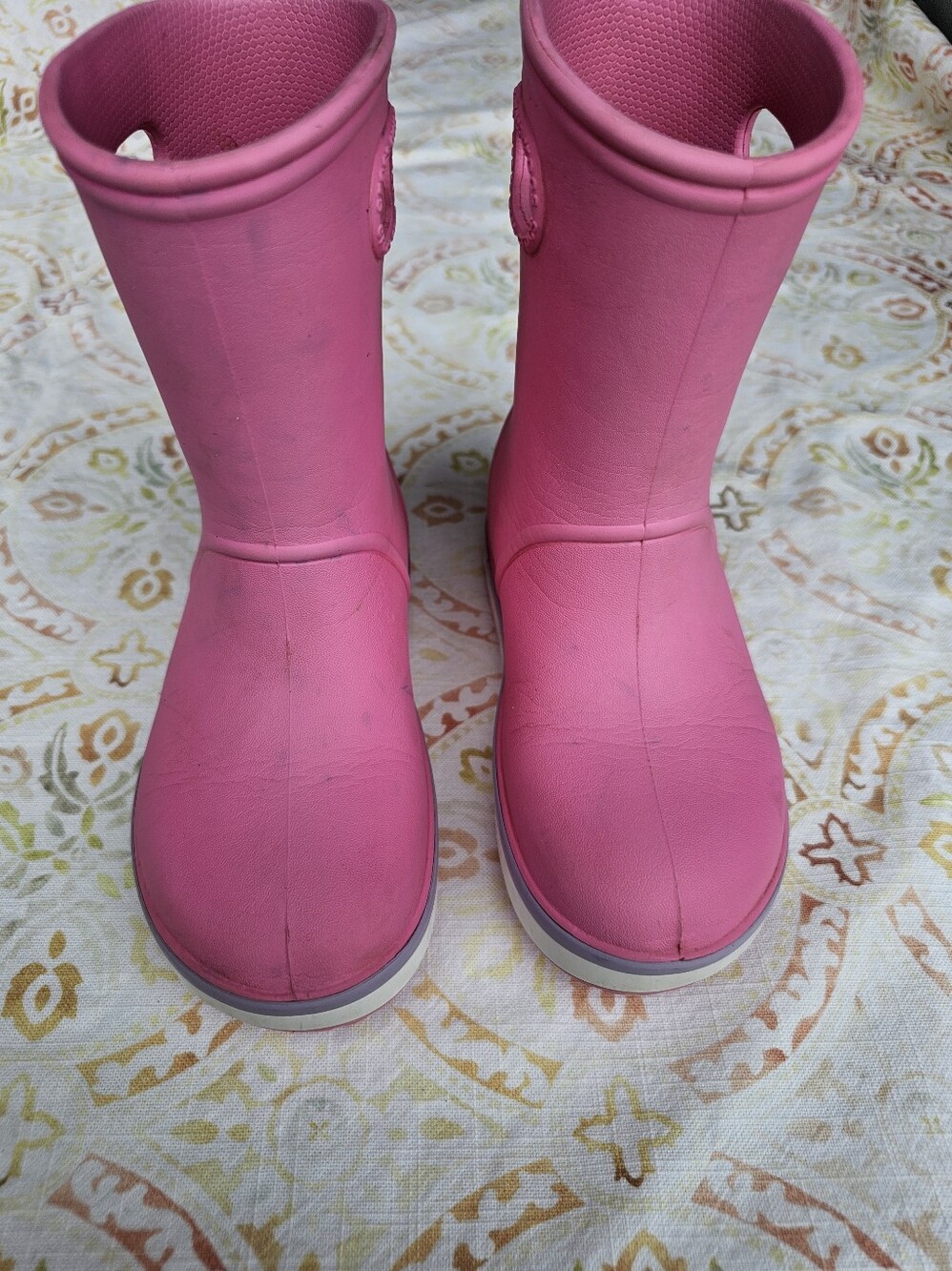 Crocs Handle It Rain Boots Kids Size C13 Pink Waterproof Pull Handle Rain Boots